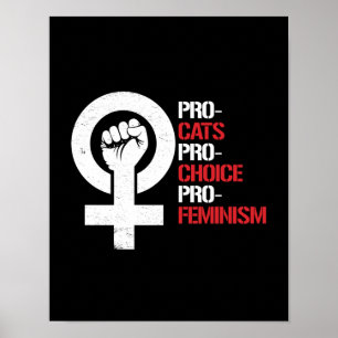 Pro-Cats Pro-Choice Pro-Feminism --  white - Poster