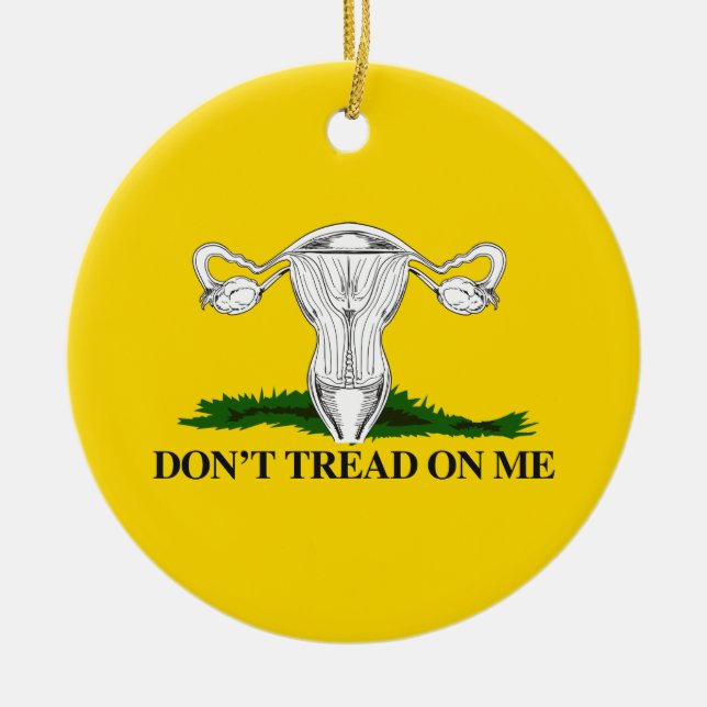 Pro-Choice Don't tread on my Uterus Flag Ceramic Tree Decoration (Front)