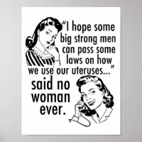Pro Choice Feminist Humour Political Cartoon Retro