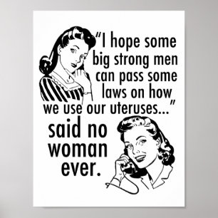Pro Choice Feminist Humour Political Cartoon Retro Poster