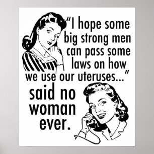 Pro Choice Feminist Humour Political Cartoon Retro Poster