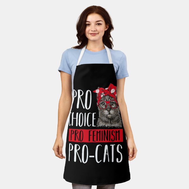 Pro Choice Pro Feminism Pro Cats Cat With Bandana Apron (Worn)