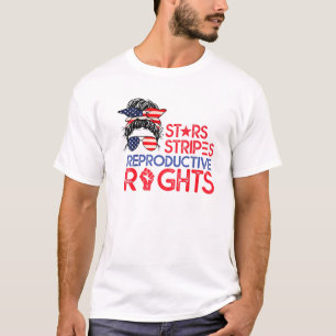 Pro Choice USA Flag Messy Bun Star Stripes Equal R T-Shirt