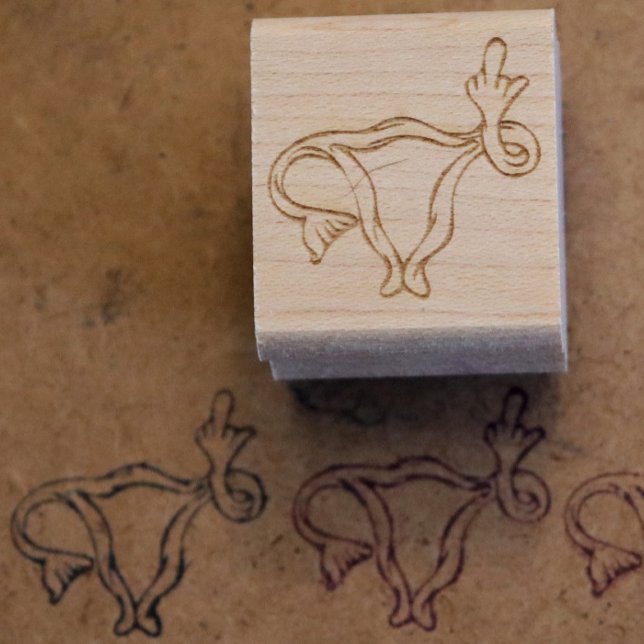 Pro-choice uterus flip off rubber stamp (Creator Uploaded)