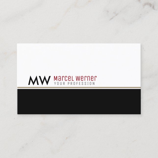 pro corporate classy white & black monogram business card (Front)