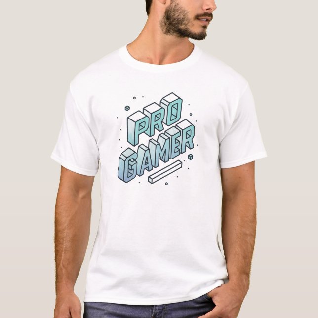 PRO GAMER — Isometric 3D Block Letter Logo T-Shirt (Front)