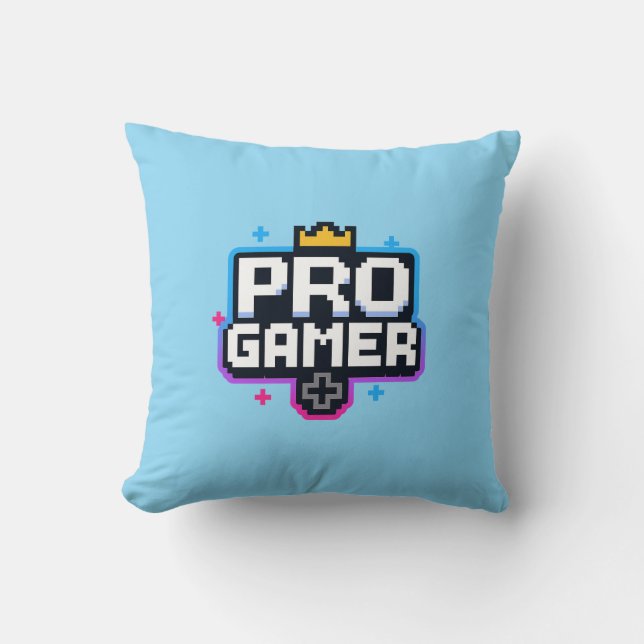 PRO GAMER — Pixel Art 8-Bit Badge Cushion (Front)