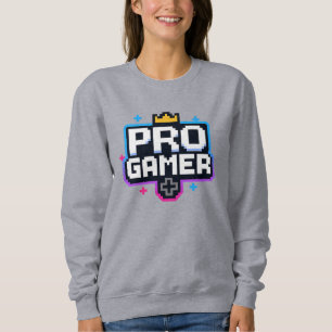 PRO GAMER — Pixel Art 8-Bit Badge Sweatshirt