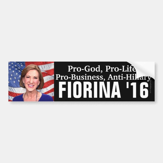 Pro-God, Anti-Hillary Carly Fiorina 2016 Bumper Sticker (Front)