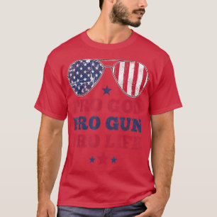Pro God Pro Gun Pro Life USA American Sunglasses P T-Shirt
