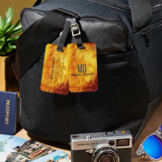 PRO Gold Brushed Metallic Luggage Tag (Front & Back)