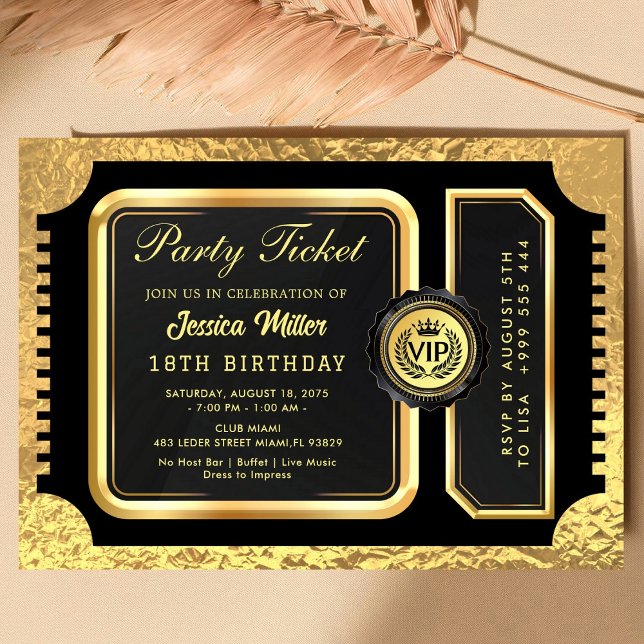 PRO Golden Party Ticket Invitation (Creator Uploaded)