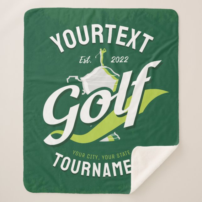Pro Golfer NAME Golf Trophy Tournament Golfing Sherpa Blanket (Front)