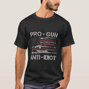 Pro Gun Anti Idio Usa Flag 2Nd Adt T-Shirt