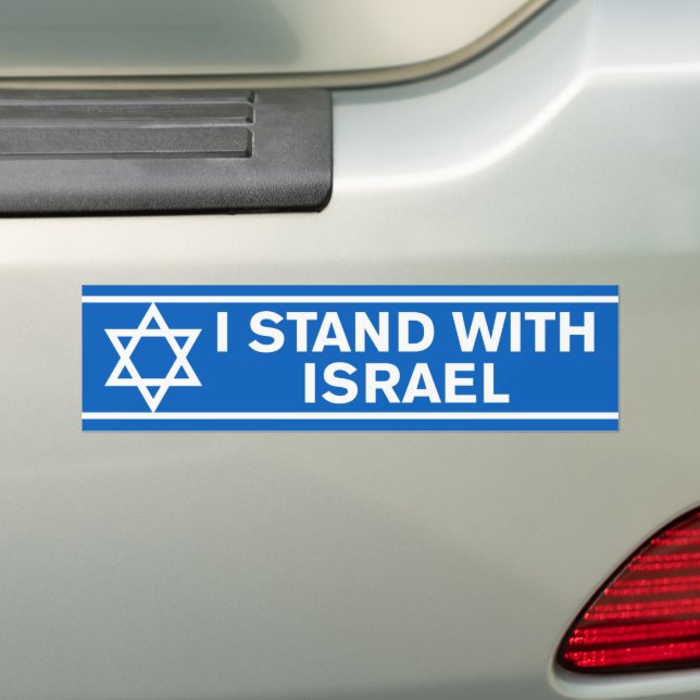 Pro-Israel I Stand With Israel Bumper Sticker (On Car)