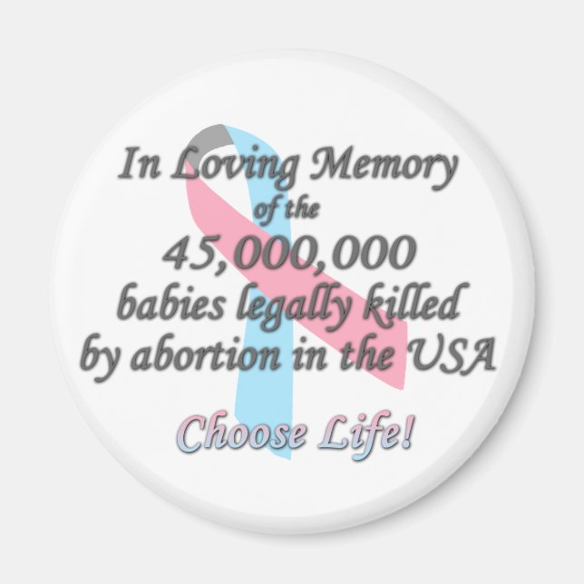 Pro Life, Abortion Statistics Magnet (Front)