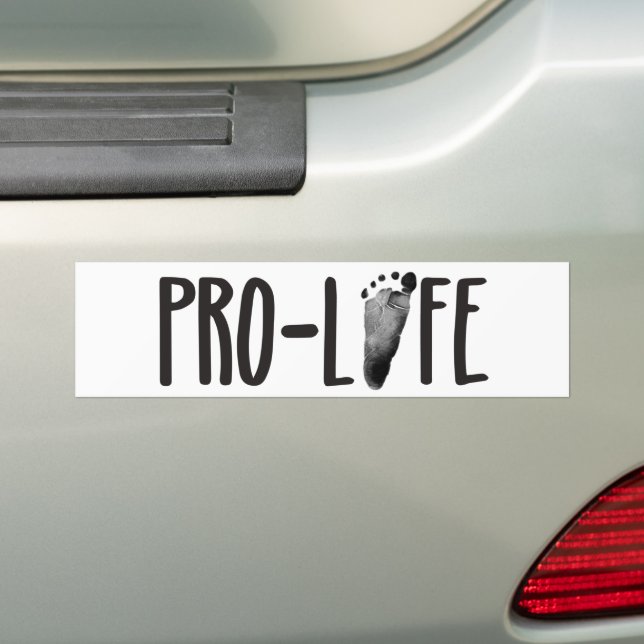 Pro-Life Baby Footprint  Bumper Sticker (On Car)
