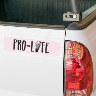 Pro-Life Baby Footprints with Bow on Pink Bumper Sticker