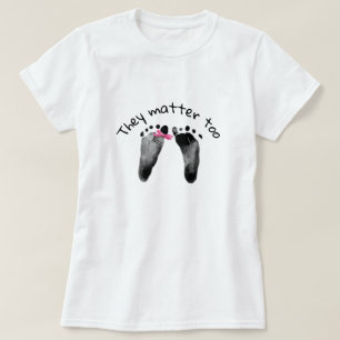 Pro-Life Baby Footprints with Pink Bow T-Shirt