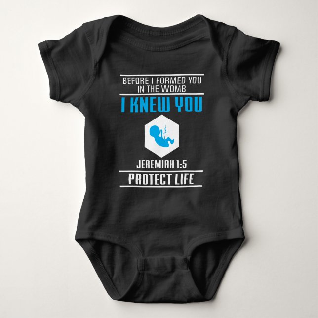 Pro Life Baby Jeremiah 1:5 Bible verse Bodysuit (Front)