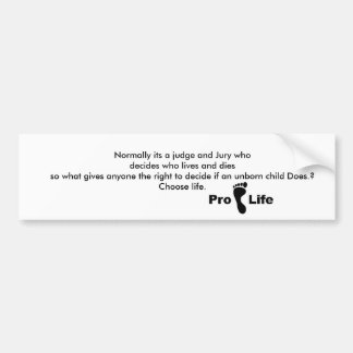 Pro life bumper sticker