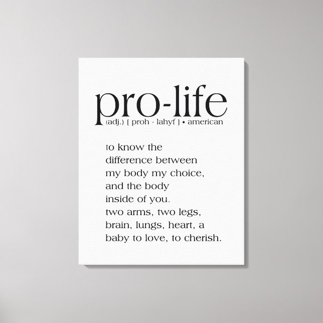 Pro-Life Definition Wall Art (Front)