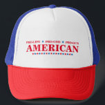 Pro Life God Gun American Red White Blue Stars USA Trucker Hat<br><div class="desc">Pro-Life,  Pro-God,  Pro-Gun,  American,  patriotic,  proud,  red white and blue,  stars,  trucker hat cap. Makes a cool gift for family,  friends,  and yourself.</div>