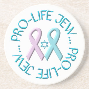 "Pro-Life Jew" w/Star of David & Ribbons Coaster