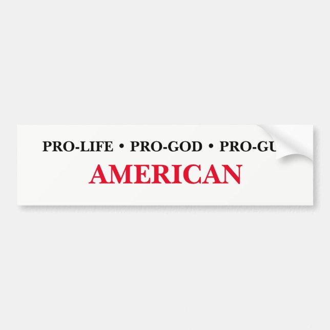 Pro-Life, Pro-God, Pro-Gun American Bumper Sticker (Front)