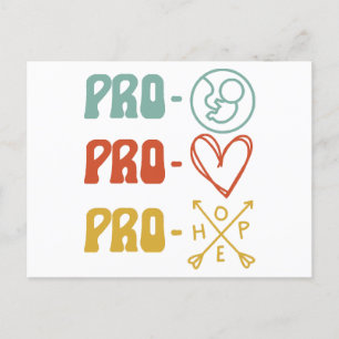 Pro-Life Pro-Love Pro-Hope Vintage Postcard