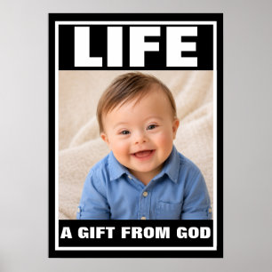 Pro-Life Smiling Down Syndrome Baby Boy Life Gift Poster