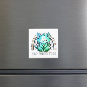Pro-purrr Yogi Cat Lover Yoga Meditation Rainbow Magnet