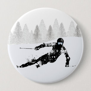 Pro Skier, Ski Snowboard 10 Cm Round Badge