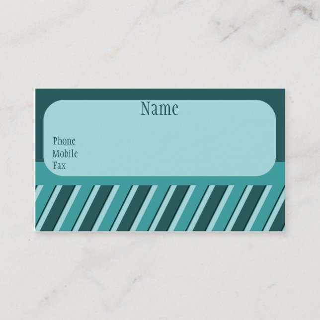 Pro Stripes Business Card, Teal Card (Front)