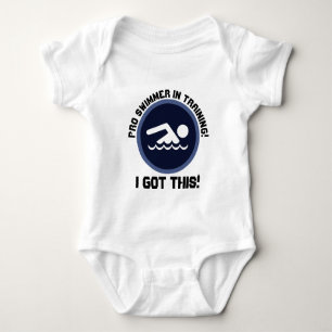 Pro swimmer in traing cute baby add message bodysuit