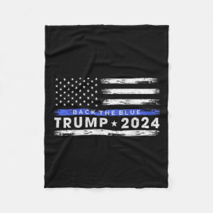 Pro Trump 2024 Back The Blue Thin Blue Line Fleece Blanket