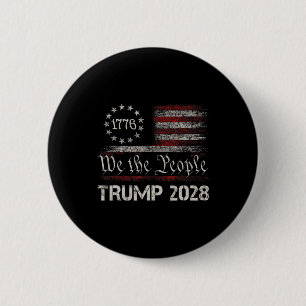 Pro Trump 2028 President America Us Flag Retro 4th 6 Cm Round Badge