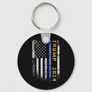 Pro Trump 47 2024 Back The Blue Thin Blue Line Ame Key Ring