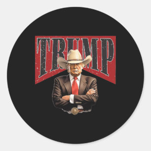 Pro Trump Cowboy  Classic Round Sticker