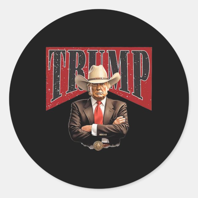 Pro Trump Cowboy  Classic Round Sticker (Front)