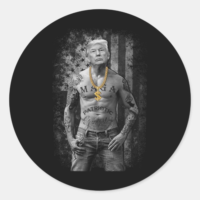 Pro Trump Patriotic Gangster - Anti-liberal Republ Classic Round Sticker (Front)
