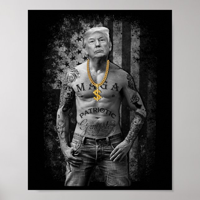 Pro Trump Patriotic Gangster - Anti-liberal Republ Poster (Front)