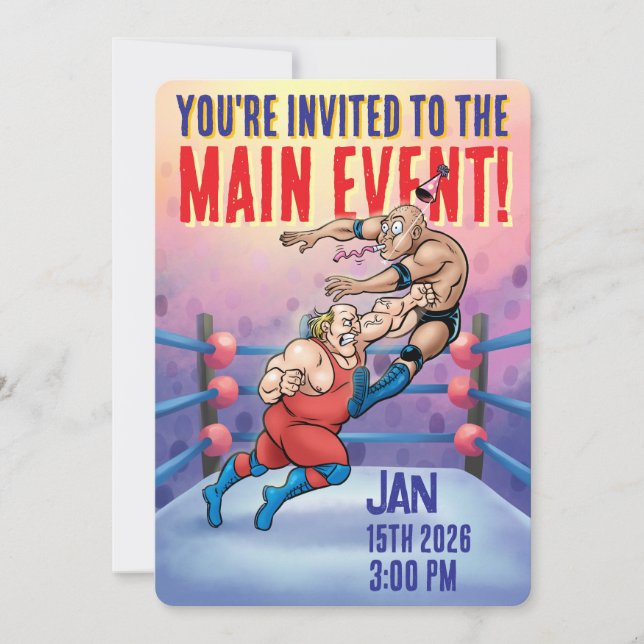 Pro Wrestling Customizable Birthday Main Event Invitation (Front)