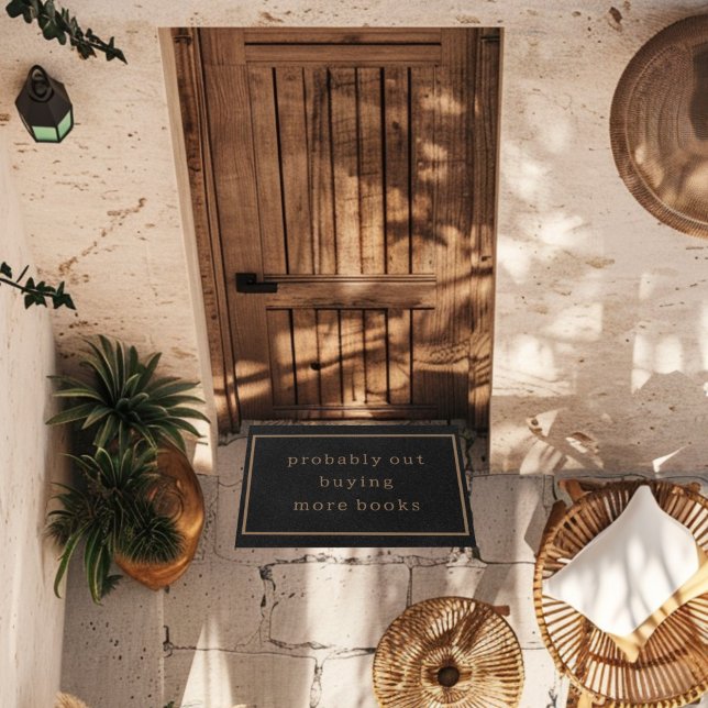 Probably Out Buying More Books Funny Custom Black Doormat (Creator Uploaded)