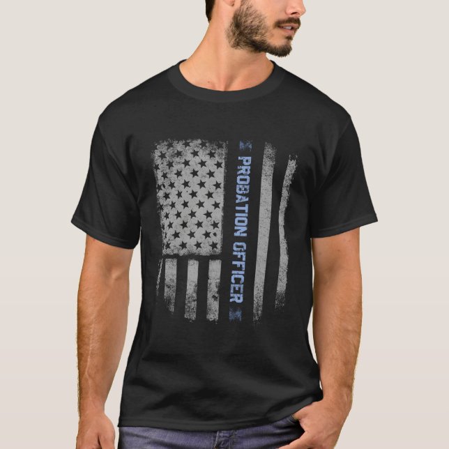 Probation Officer Us Flag T-Shirt (Front)
