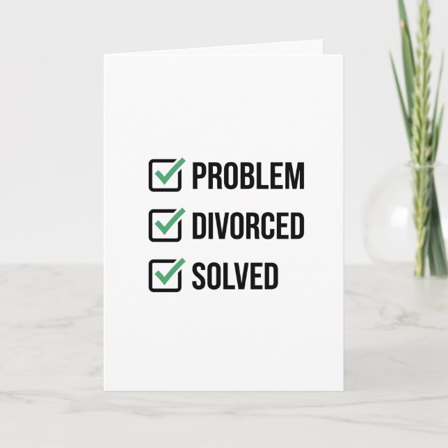 Problem Divorced Solved Funny Checklist Card (Front)