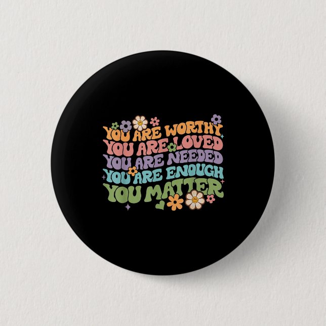 Problem Kindness Be Kind Groovy Mental Health Awar 6 Cm Round Badge (Front)