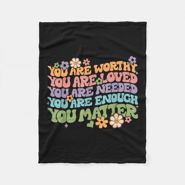 Problem Kindness Be Kind Groovy Mental Health Awar Fleece Blanket (Front)