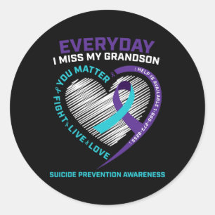 Problem Prevention Tee Grandson Suicide Awareness Classic Round Sticker