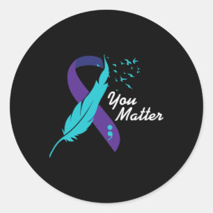 Problem Ribbon Suicide Awareness Mental Health  Classic Round Sticker